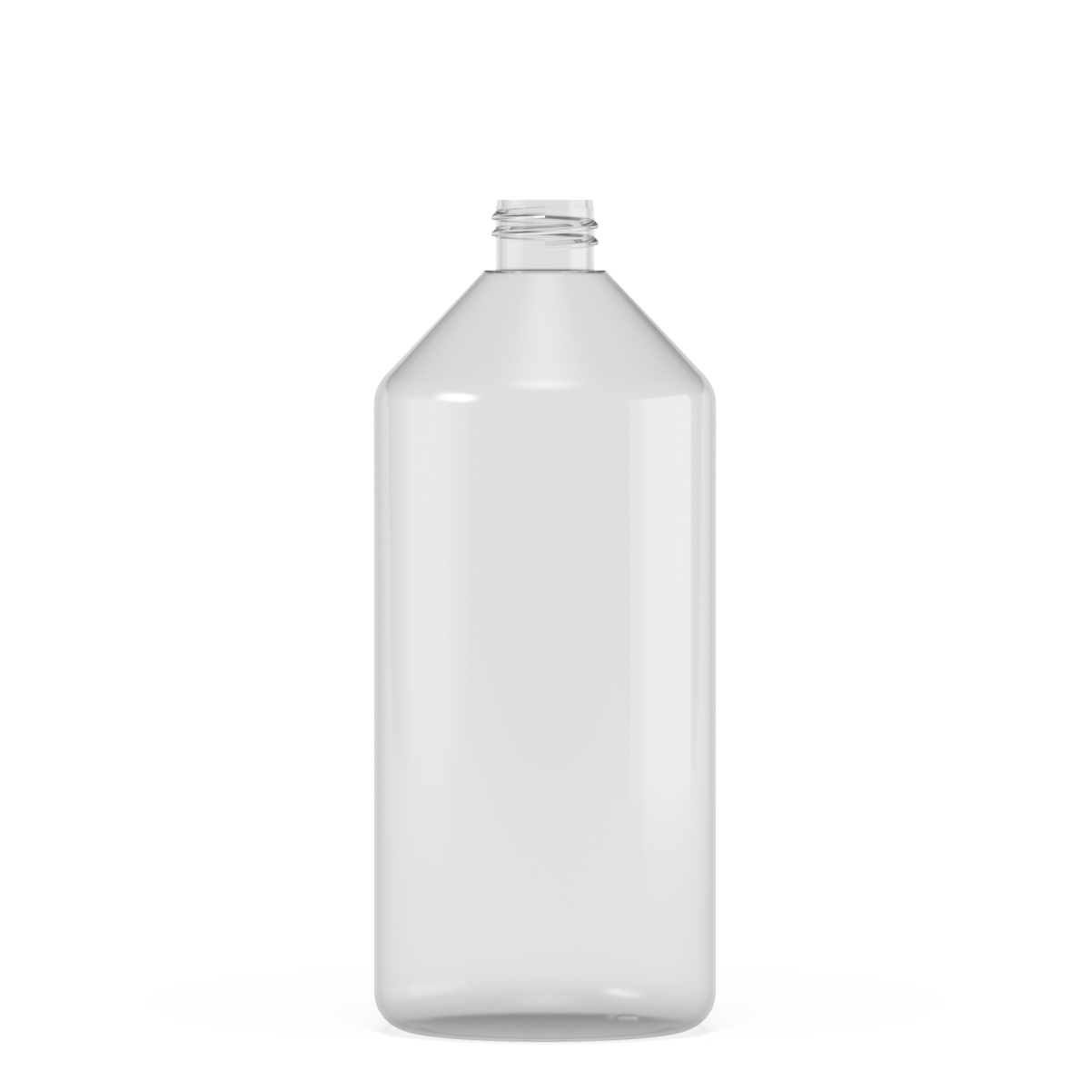 Cylindrical bottle conical shoulder 1 lt PETG, neck 28/410, style MANHATTAN