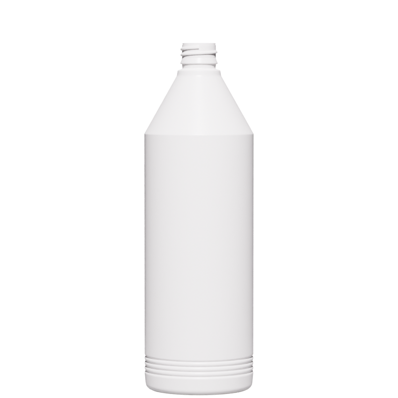 Cylindrical bottle 1 lt HDPE, neck 28TE, style ANTIGUA (Real)