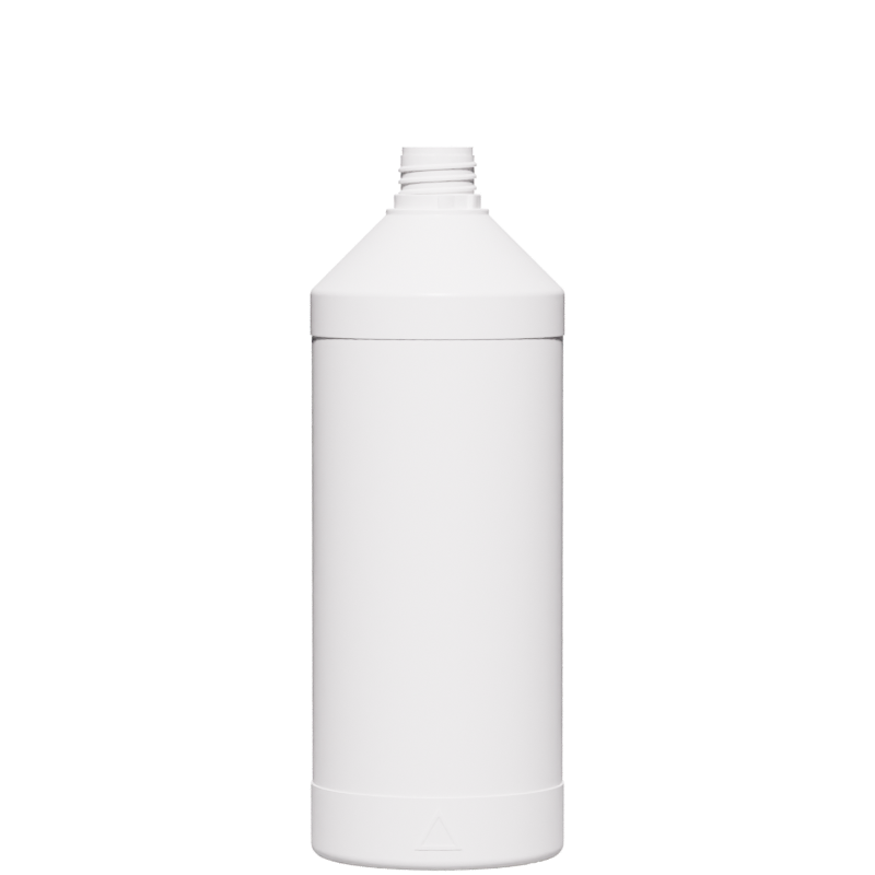 Cylindrical bottle 1 lt HDPE, neck 28TE, style ANTIGUA (Real)