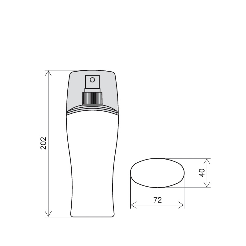 Moulded bottle 250ml HDPE/PP, neck 24/410, style MYKONOS (Draft)