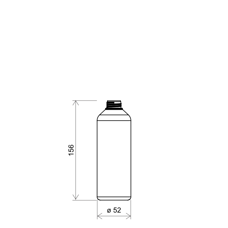 Flacone cilindrico 250 ml HDPE, collo 22 mm, linea ANTIGUA (Disegno)