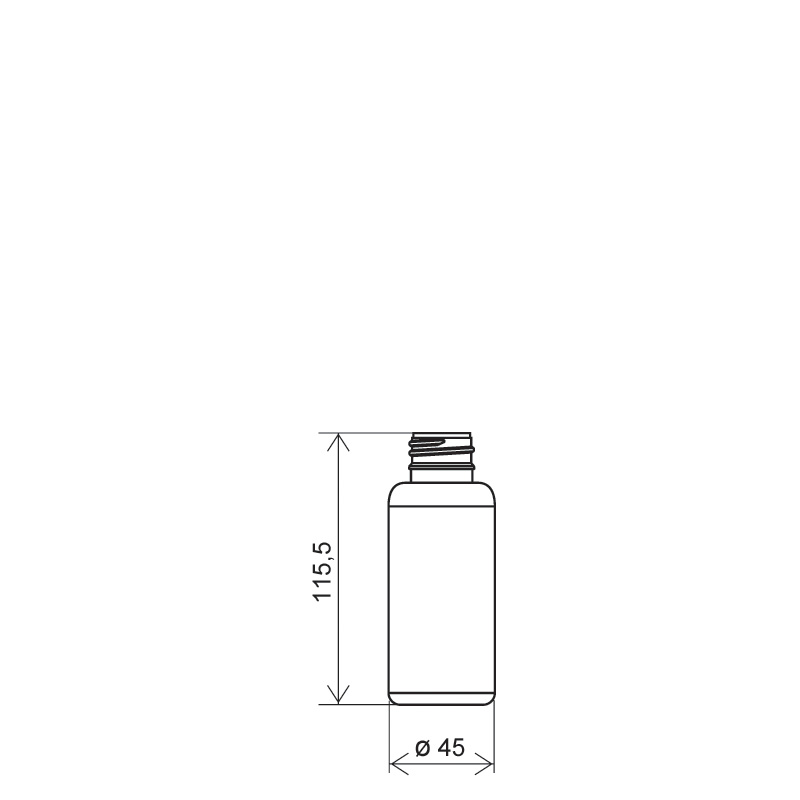 Cylindrical bottle 100 ml HDPE/COEX, neck 28 mm, style ZANZIBAR (Draft)