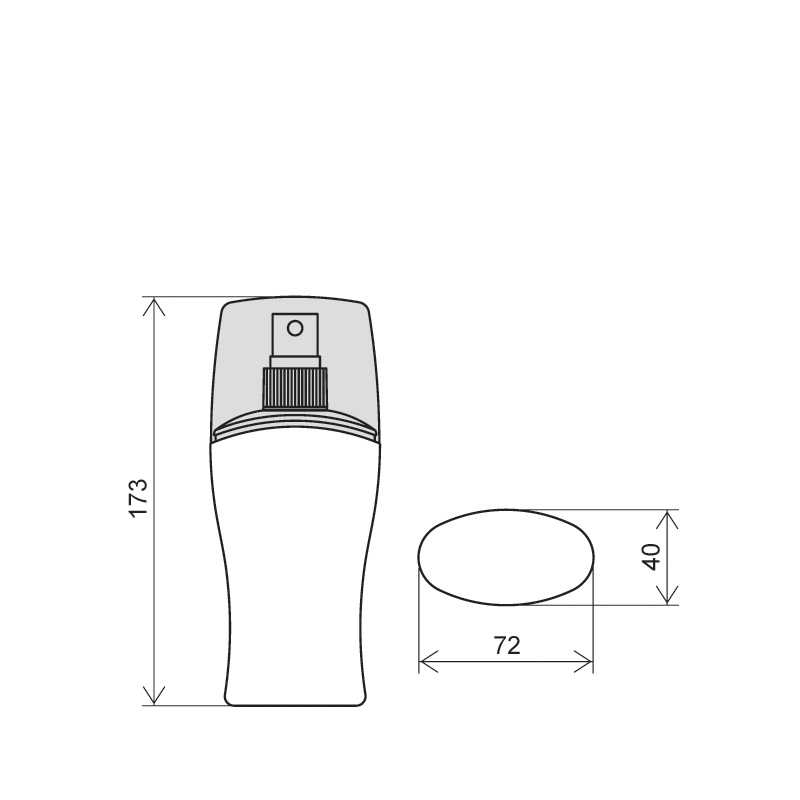 Moulded bottle 200ml HDPE/PP, neck 24/410, style MYKONOS (Draft)