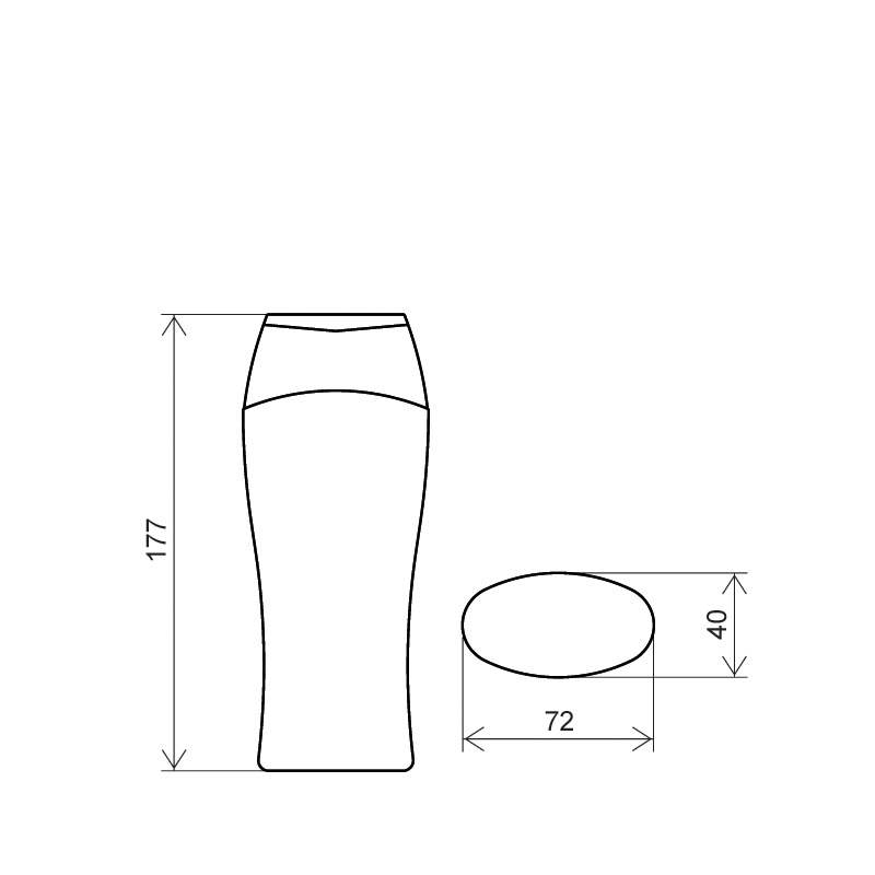 Moulded bottle 250ml HDPE/PP, neck snap-on, style MYKONOS (Draft)