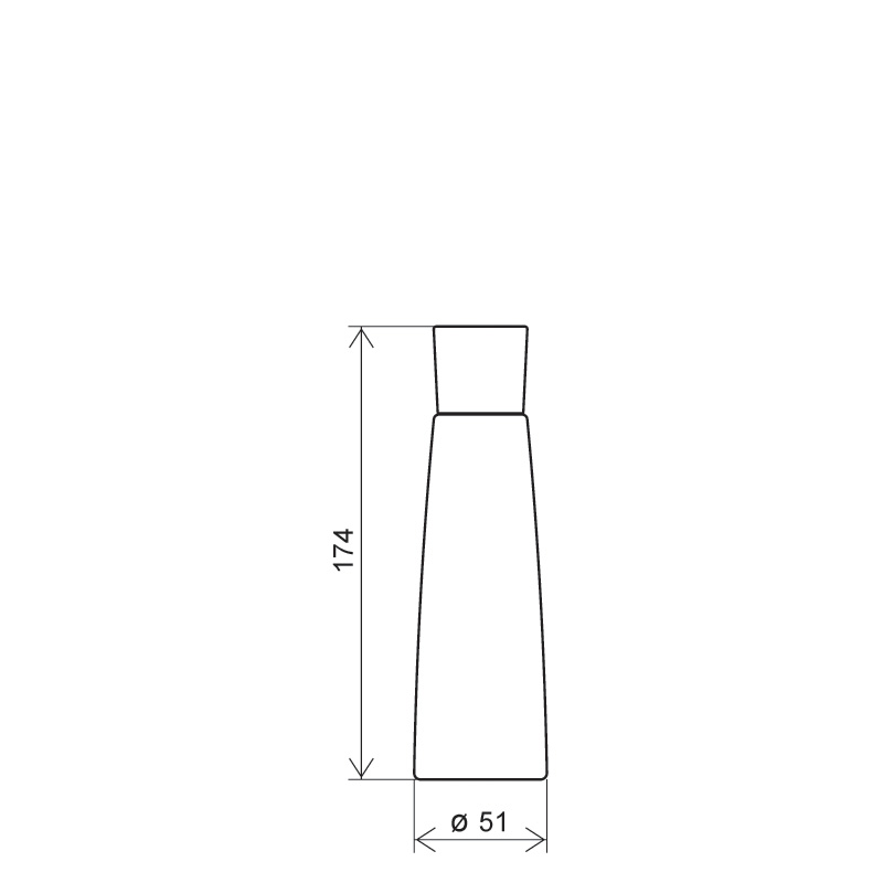 Conical bottle 200 ml HDPE/PP, neck 24/410, style ROMA (Draft)