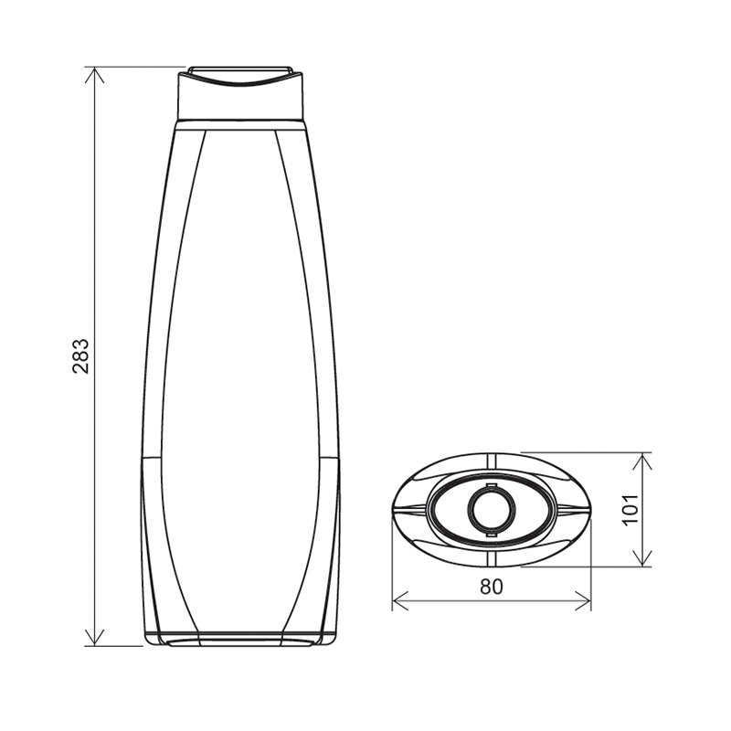 Oval bottle 1000 ml HDPE, neck snap-on, style TALLIN (Draft)