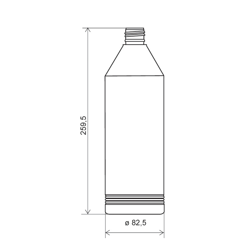 Cylindrical bottle 1 lt HDPE, neck 28TE, style ANTIGUA (Draft)