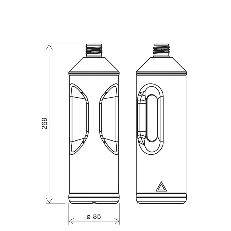 Bottle with handle 1 lt HDPE, neck 28 mm, style HOUSEHOLD (Draft)