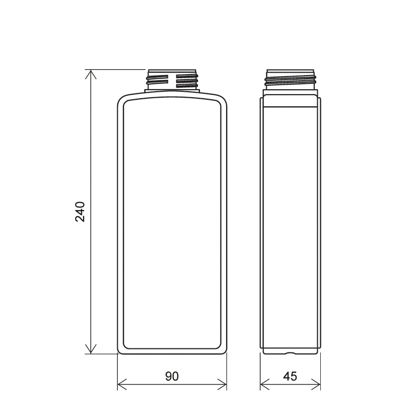 Rectangular bottle 650 ml HDPE, neck 46 mm, style HOUSEHOLD (Draft)