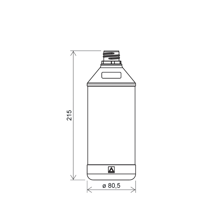 Cylindrical bottle 750 ml HDPE, neck 28TE, style ANTIGUA (Draft)