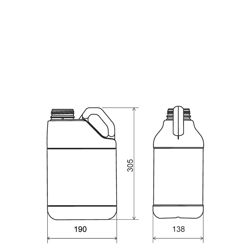 Pinched handle jerrycan 5 lt HDPE/COEX, neck DIN63, style MADAGASCAR (Draft)