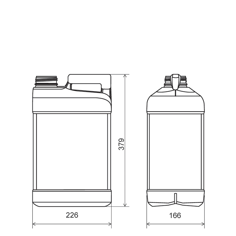 Pinched handle jerrycan 10 lt HDPE/COEX, neck DIN63, style MADAGASCAR (Draft)