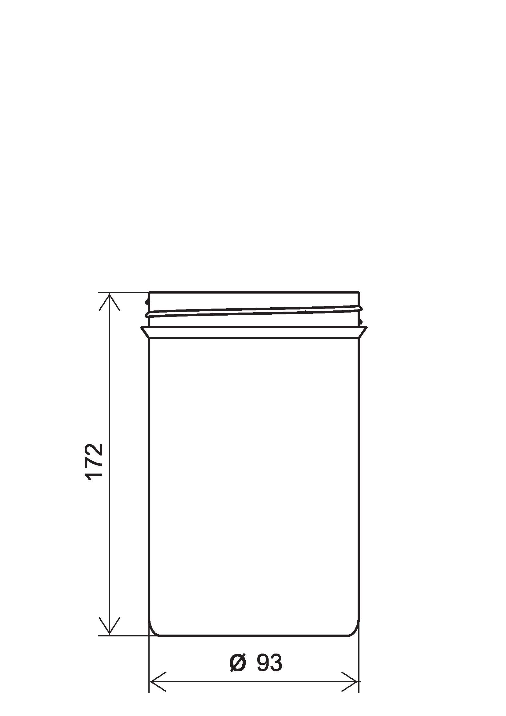 Vaso circolare 1 lt HDPE/PP,  collo 100 mm, linea ELBA (Disegno)